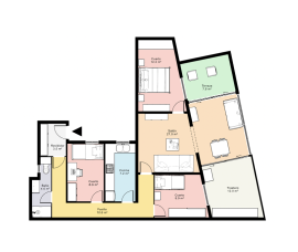 An example of a coloured 2d-floorplan made by Floorplanner