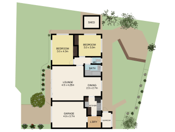 An example of a colour coded floorplan