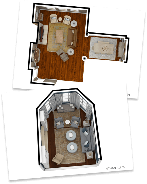 Examples of two dollhouse view rendersmade with Floorplanner Enterprise subscription features