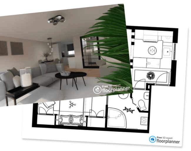 Diagram illustrating features of Floorplanner free projects (SD Lite)