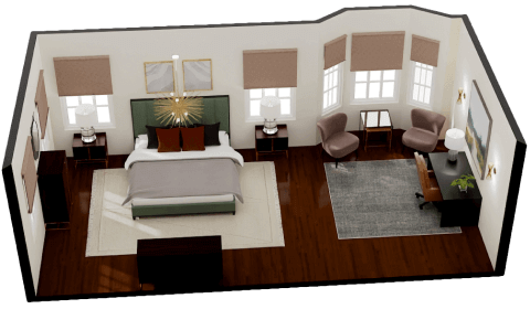 Dollhouse view render representing a digital twin of a real property