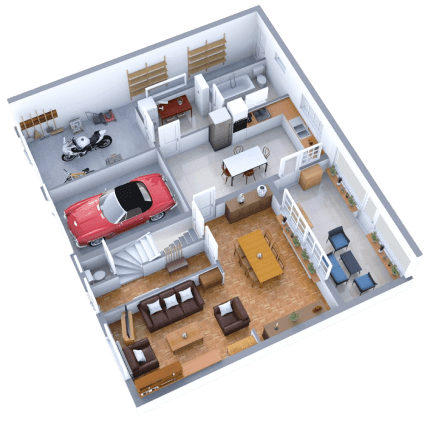3D render example demonstrating a digital twin created with Floorplanner