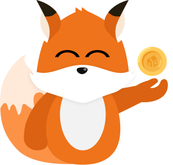 Floxie mascot holding coin representing Floorplanner free plan and credits