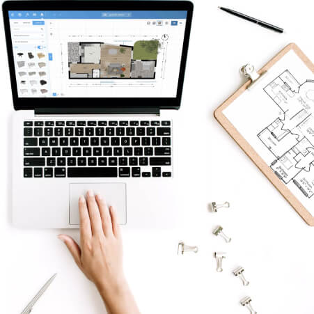 Image showing Floorplanner on a laptop sharing with multiple users supported by Floorplanner Team plan
