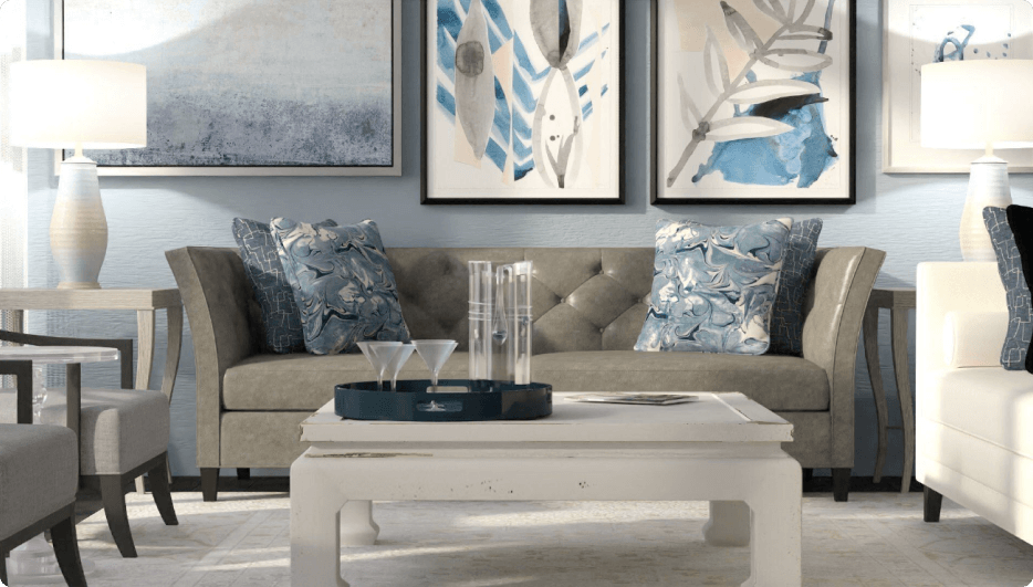 Rendered photorealistic room made with Floorplanner Team subscription features